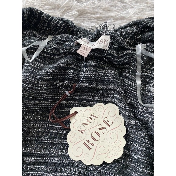 Knox Rose Open Front Cardigan Fringe Boho Festival Size XS NWT Black Marled - Picture 7 of 13